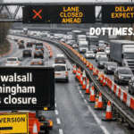 m6 walsall birmingham lanes closure
