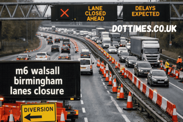 m6 walsall birmingham lanes closure