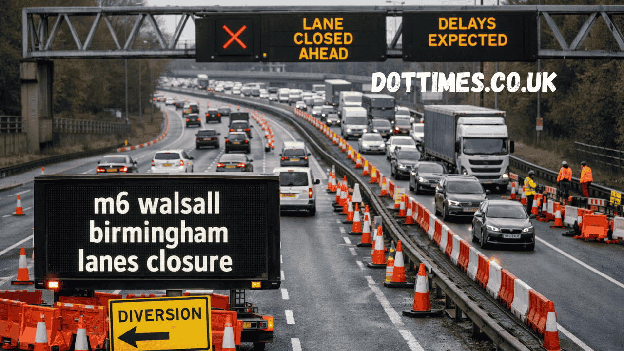 m6 walsall birmingham lanes closure